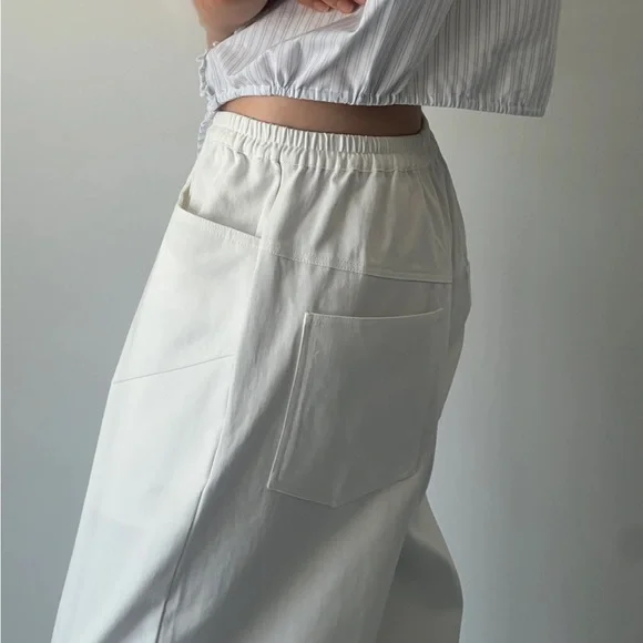 Deiji Studios Square Pocket Pant in White - Picture 1 of 5